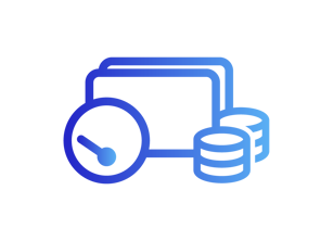 A gradient design transitioning from dark blue to light blue. The composition features two rectangles in the background. In the foreground, two cylinders positioned on the right and a circle with an arrow pointing left, symbolizing a gauge.