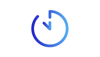 A gradient design transitioning from dark blue to light blue. The design represents a clock